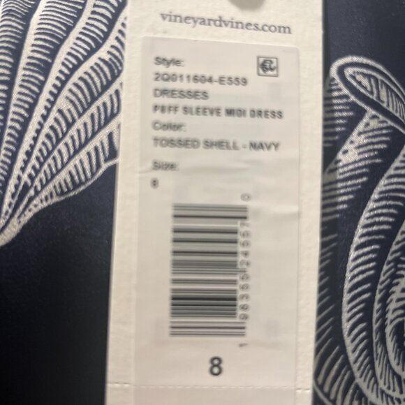 Vineyard Vines Tossed Shell Puff Sleeve Dress NWT Size 8 - Picture 2 of 2